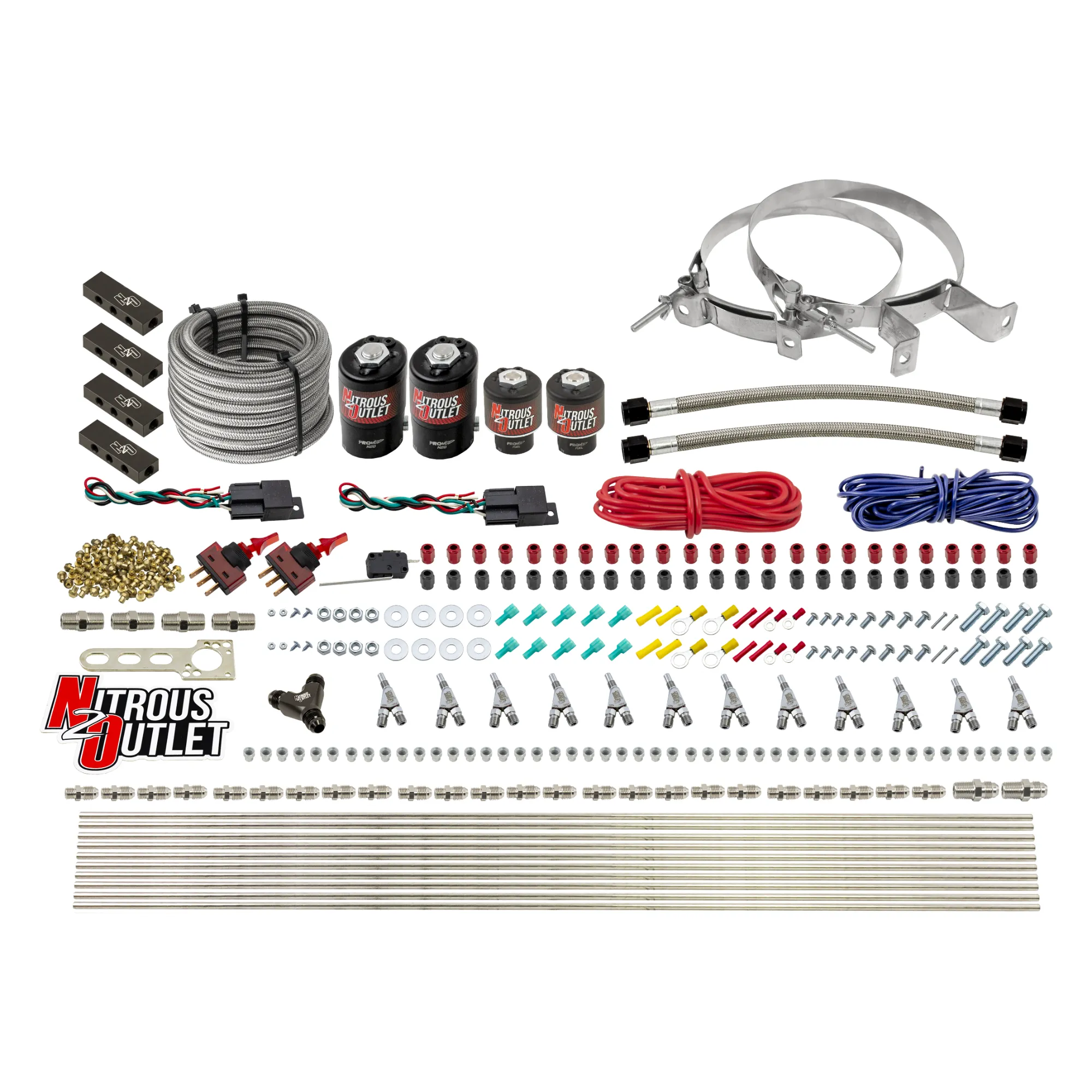 Nitrous Outlet 6 Cylinder Dual Stage Direct Port System - Two .122 Nitrous Solenoids/Two .177 Fuel Solenoids/Distribution ...