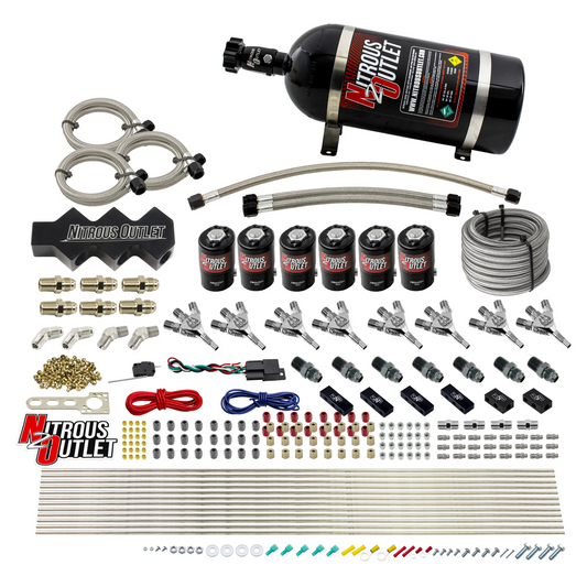 Nitrous Outlet Dry 8 Cylinder Three Stage Direct Port System - Three .112 Nitrous Solenoids/Trident Distribution Blocks/ T...