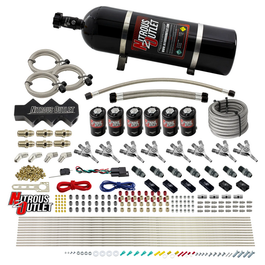 Nitrous Outlet Dry 8 Cylinder Three Stage Direct Port System - Three .112 Nitrous Solenoids/Trident Distribution Blocks/ T...