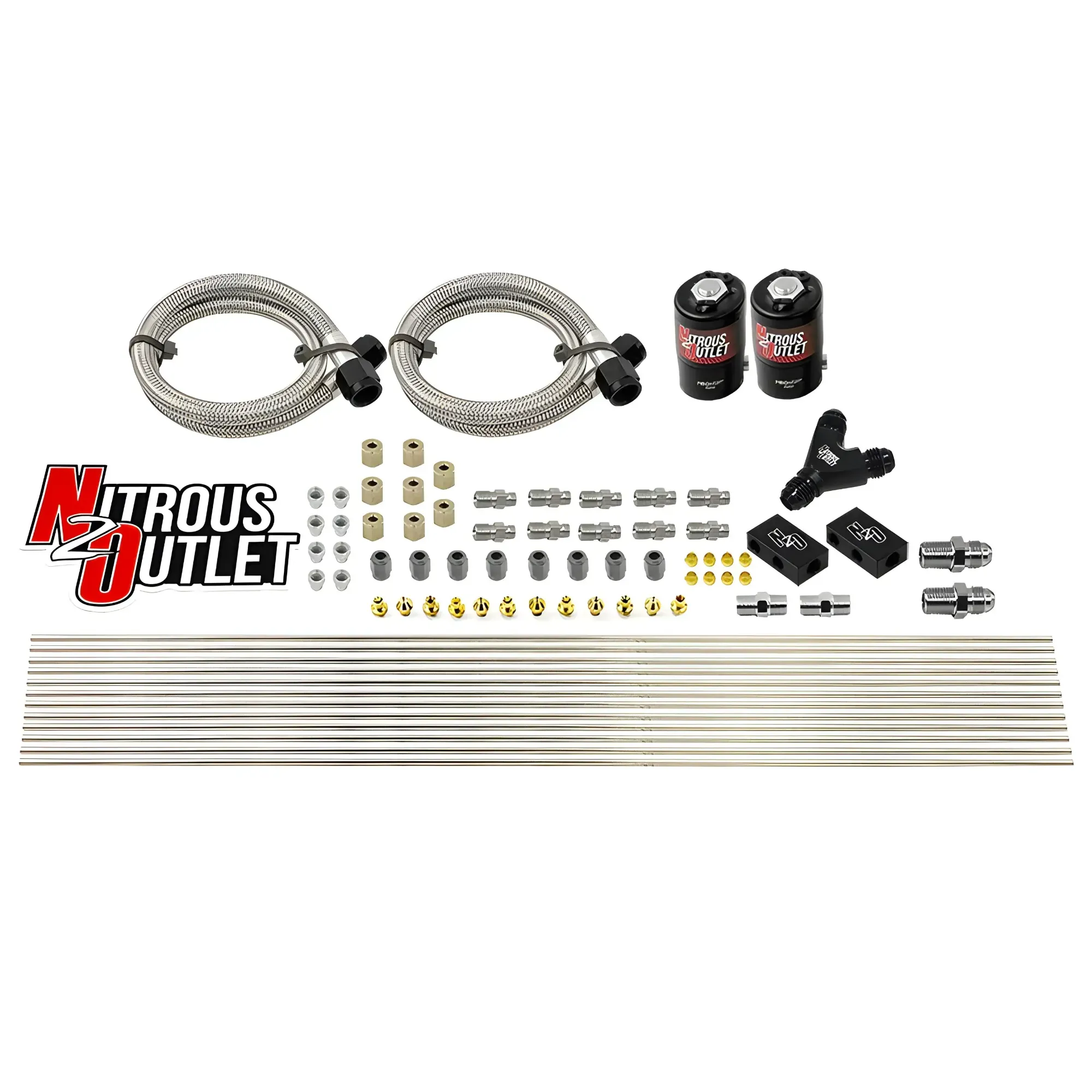Nitrous Outlet Dry 8 Cylinder Solenoid Forward Direct Port Conversion Kit - Two .122 Nitrous Solenoids/ Compact Distributi...