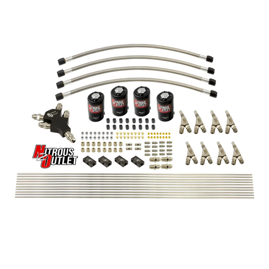 Nitrous Outlet Dry 8 Cylinder Dual Stage Solenoids Forward Direct Port Conversion Kit - Four .122 Nitrous Solenoids/ Compa...