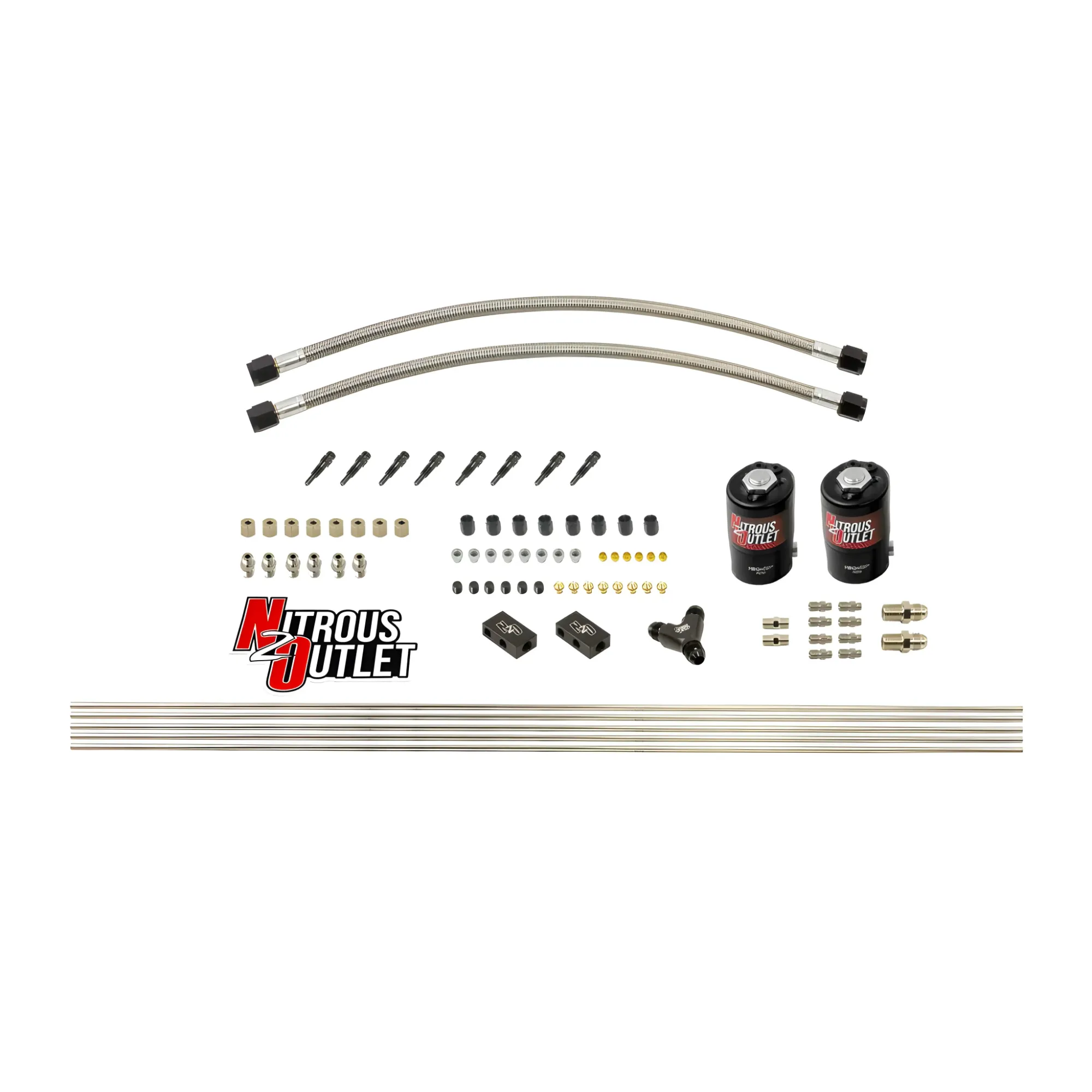 Nitrous Outlet Dry 8 Cylinder Solenoid Forward Direct Port Conversion Kit - Two .122 Nitrous Solenoids/ Compact Distributi...