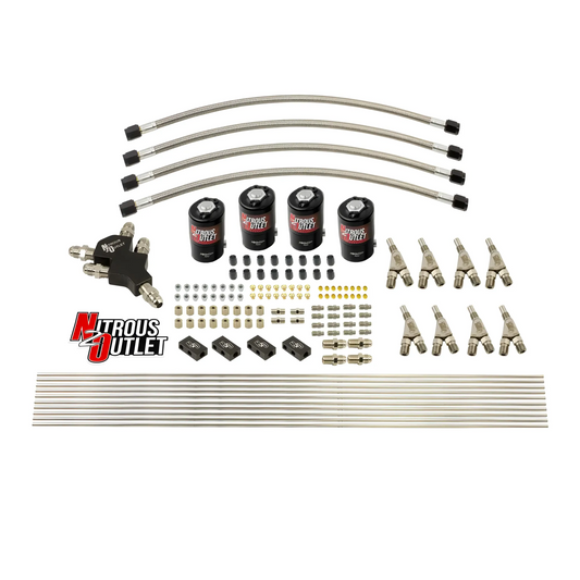 Nitrous Outlet Dry 8 Cylinder Dual Stage Solenoids Forward Direct Port Conversion Kit - Four .112 Nitrous Solenoids/ Compa...