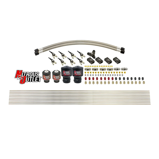 Nitrous Outlet 8 Cylinder Solenoids Forward Direct Port Conversion Kit - Two .178 Trashcan Nitrous Solenoids/Two .177 Fuel...