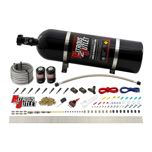 Nitrous Outlet Dry 8 Cylinder Direct Port System - Two .122 Nitrous Solenoids/Compact Distribution Blocks/Compression Fitt...