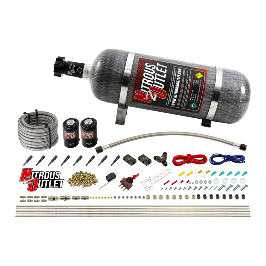 Nitrous Outlet Dry 8 Cylinder Direct Port System - Two .112 Nitrous Solenoids/Compact Distribution Blocks/Compression Fitt...