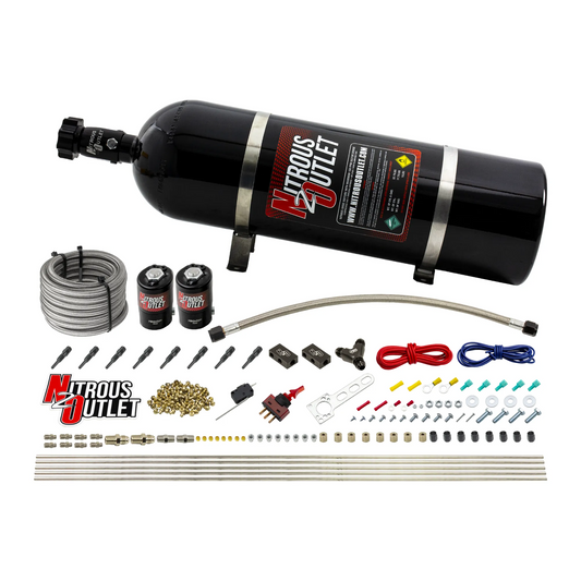 Nitrous Outlet Dry 8 Cylinder Direct Port System - Two .112 Nitrous Solenoids/Compact Distribution Blocks/Compression Fitt...