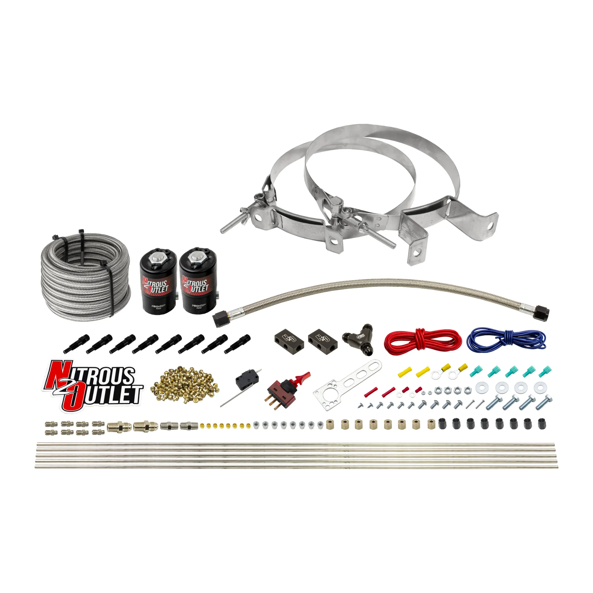 Nitrous Outlet Dry 8 Cylinder Direct Port System - Two .112 Nitrous Solenoids/Compact Distribution Blocks/Compression Fitt...