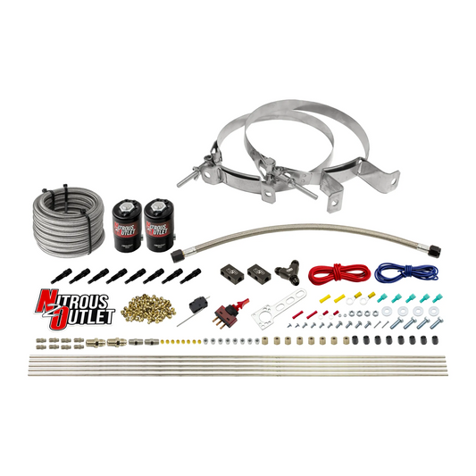 Nitrous Outlet Dry 8 Cylinder Direct Port System - Two .112 Nitrous Solenoids/Compact Distribution Blocks/Compression Fitt...