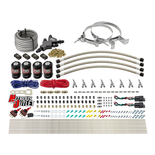Nitrous Outlet Dry 8 Cylinder Dual Stage Direct Port System - Four .112 Nitrous Solenoids/Compact Distribution Blocks/Comp...
