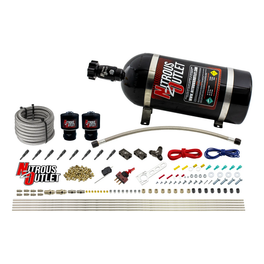 Nitrous Outlet Dry 8 Cylinder Direct Port System - Two .178 Trashcan Nitrous Solenoids/Compact Distribution Blocks/Compres...