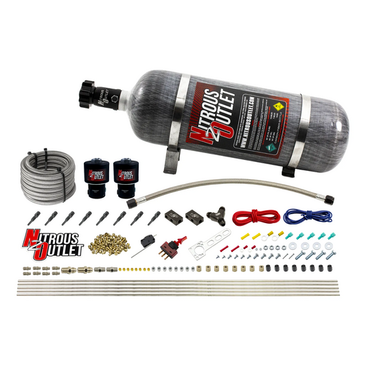 Nitrous Outlet Dry 8 Cylinder Direct Port System - Two .178 Trashcan Nitrous Solenoids/Compact Distribution Blocks/Compres...
