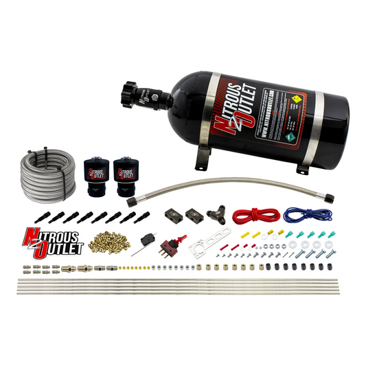 Nitrous Outlet Dry 8 Cylinder Direct Port System - Two .178 Trashcan Nitrous Solenoids/Compact Distribution Blocks/Compres...