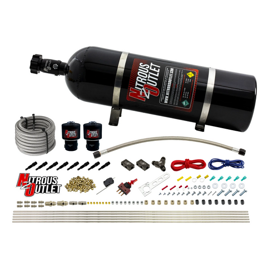 Nitrous Outlet Dry 8 Cylinder Direct Port System - Two .178 Trashcan Nitrous Solenoids/Compact Distribution Blocks/Compres...