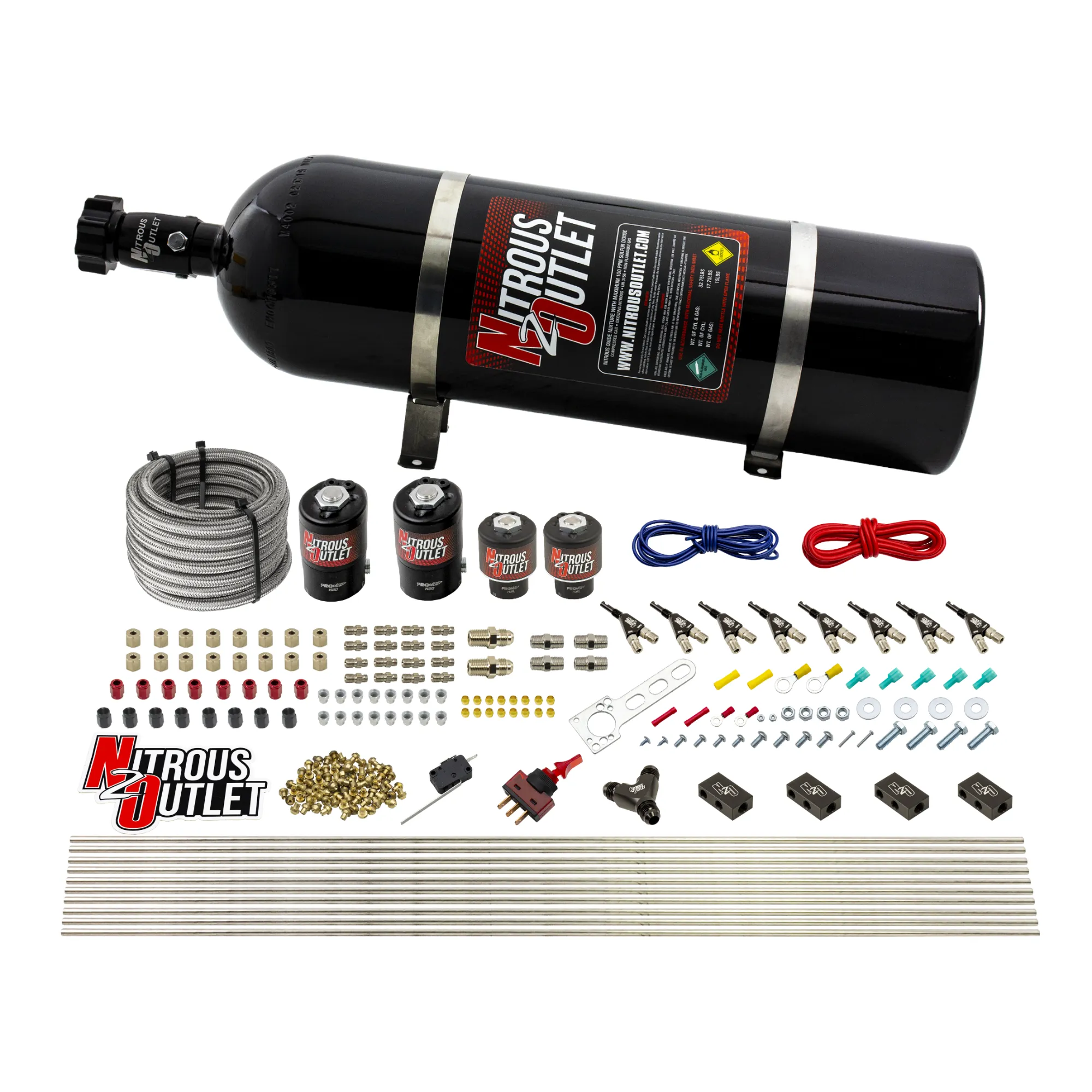 Nitrous Outlet 8 Cylinder Direct Port System - Two .122 Nitrous Solenoids/Two .177 Fuel Solenoids/Compact Distribution Blo...