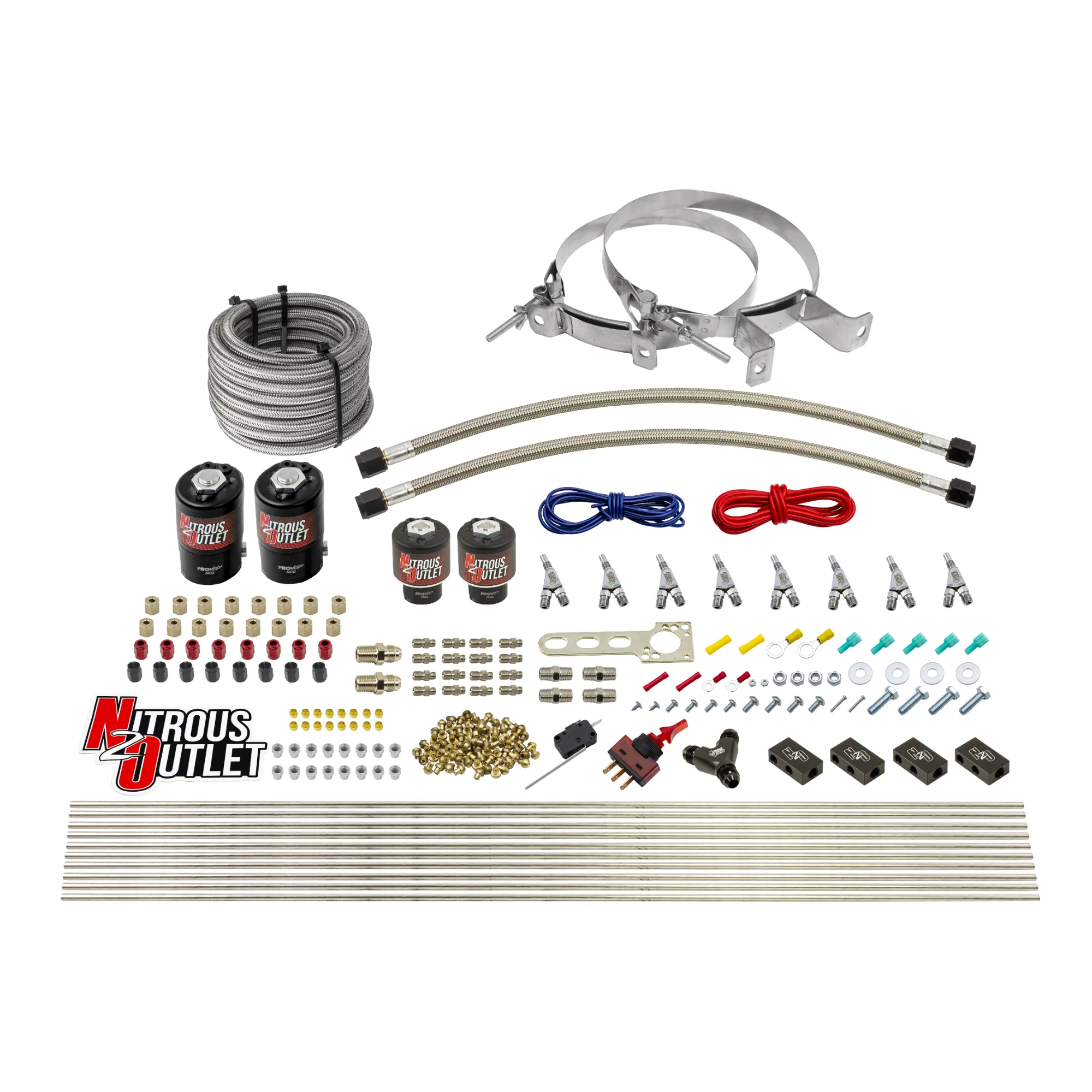 Nitrous Outlet 8 Cylinder Direct Port System - Two .122 Nitrous Solenoids/Two .177 Fuel Solenoids/Compact Distribution Blo...