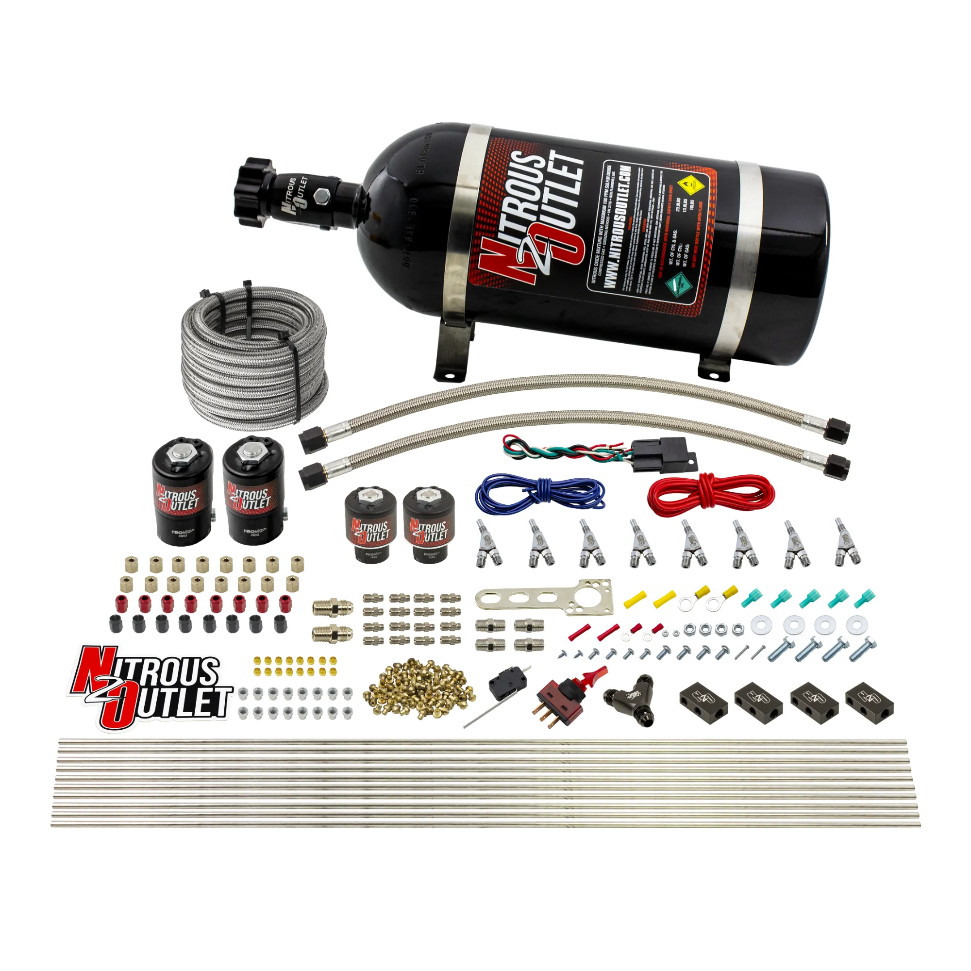 Nitrous Outlet 8 Cylinder Direct Port System - Two .122 Nitrous Solenoids/Two .177 Fuel Solenoids/Compact Distribution Blo...