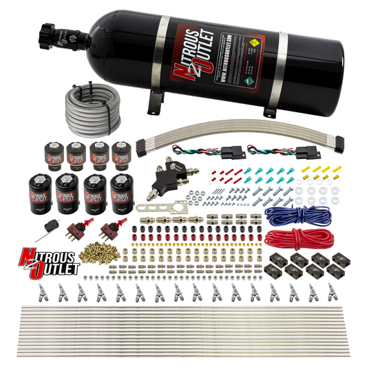 Nitrous Outlet 8 Cylinder Dual Stage Direct Port System - Four .122 Nitrous Solenoids/Four .177 Fuel Solenoids/Compact Dis...