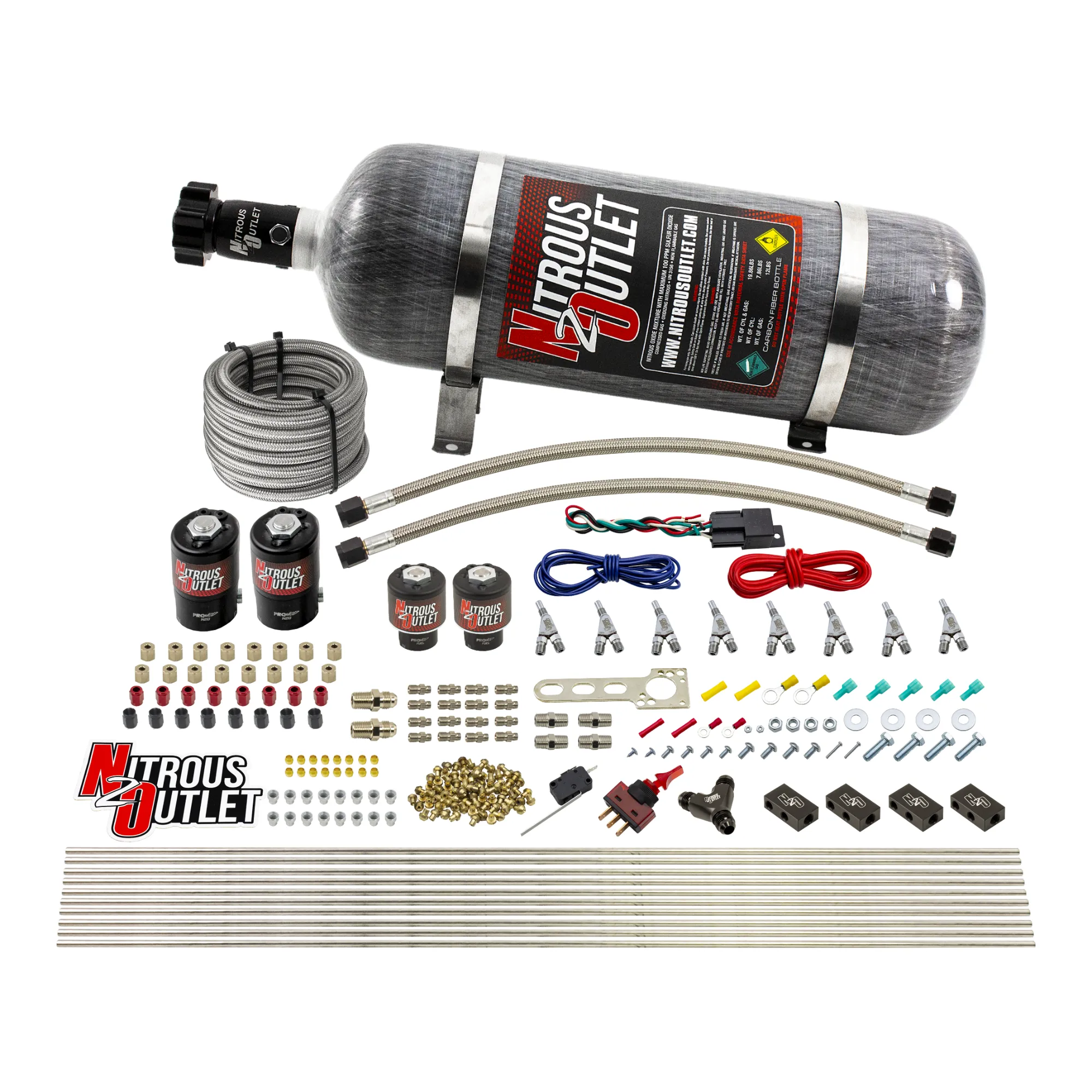 Nitrous Outlet 8 Cylinder Direct Port System - Two .112 Nitrous Solenoids/Two .177 Fuel Solenoids/Compact Distribution Blo...