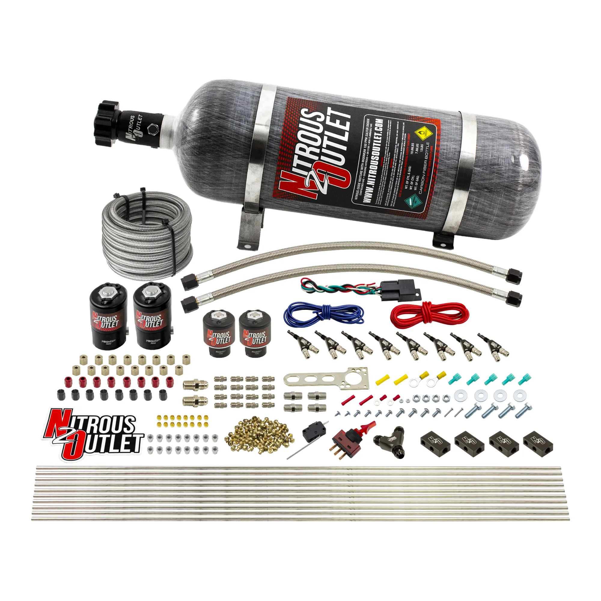 Nitrous Outlet 8 Cylinder Direct Port System - Two .122 Nitrous Solenoids/Two .177 Fuel Solenoids/Compact Distribution Blo...