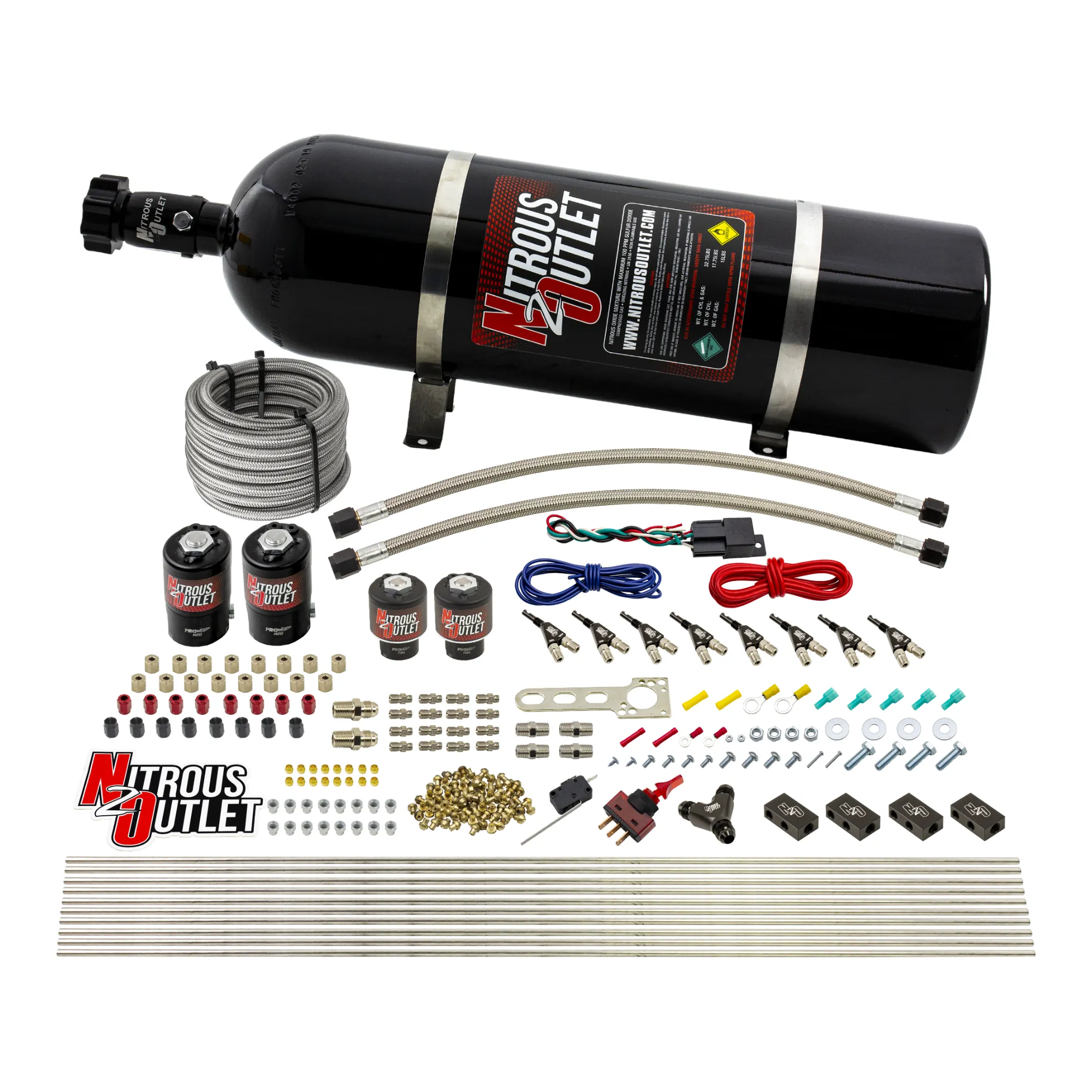 Nitrous Outlet 8 Cylinder Direct Port System - Two .122 Nitrous Solenoids/Two .177 Fuel Solenoids/Compact Distribution Blo...