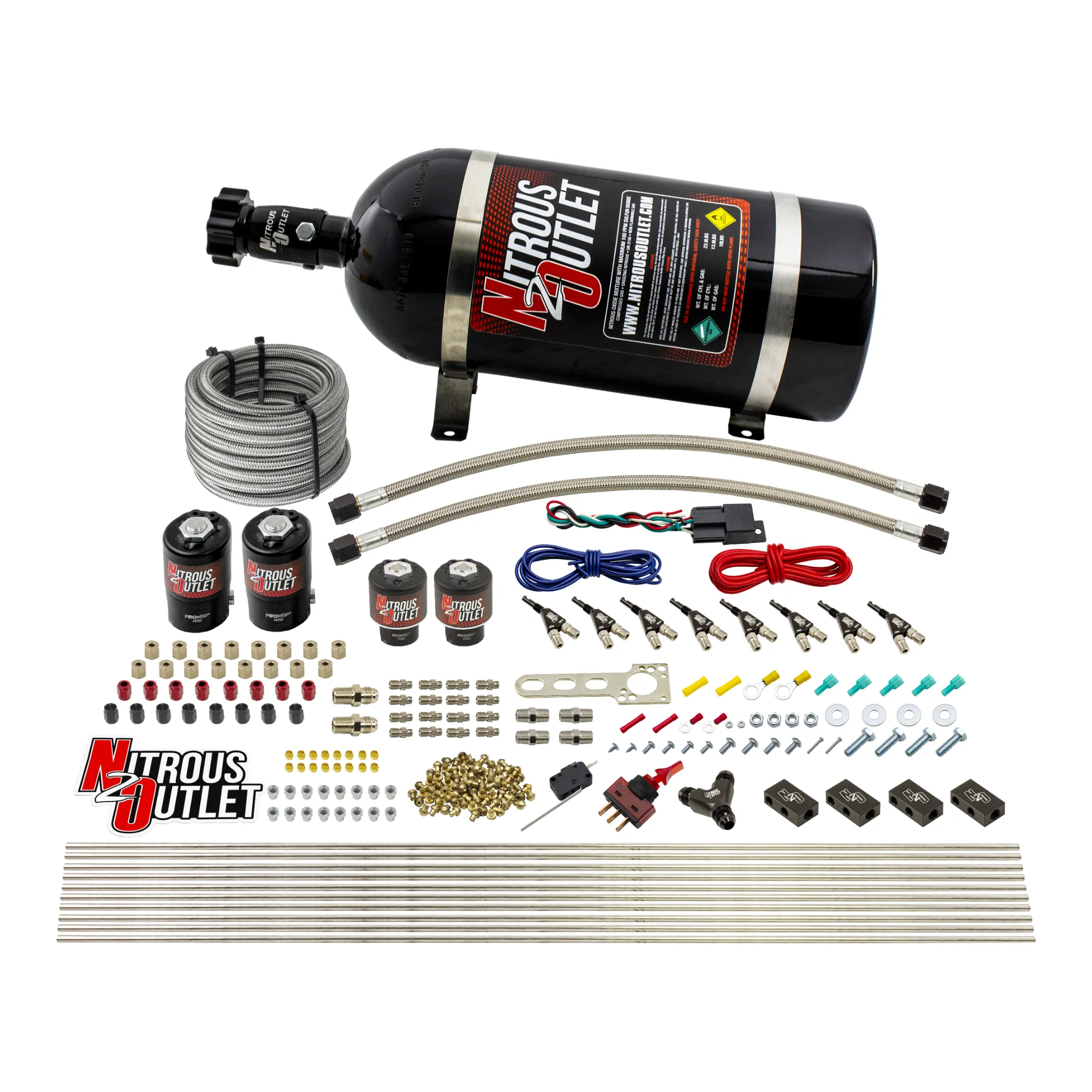 Nitrous Outlet 8 Cylinder Direct Port System - Two .112 Nitrous Solenoids/Two .177 Fuel Solenoids/Compact Distribution Blo...