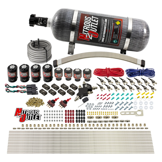 Nitrous Outlet 8 Cylinder Dual Stage Direct Port System - Four .112 Nitrous Solenoids/Four .177 Fuel Solenoids/Compact Dis...