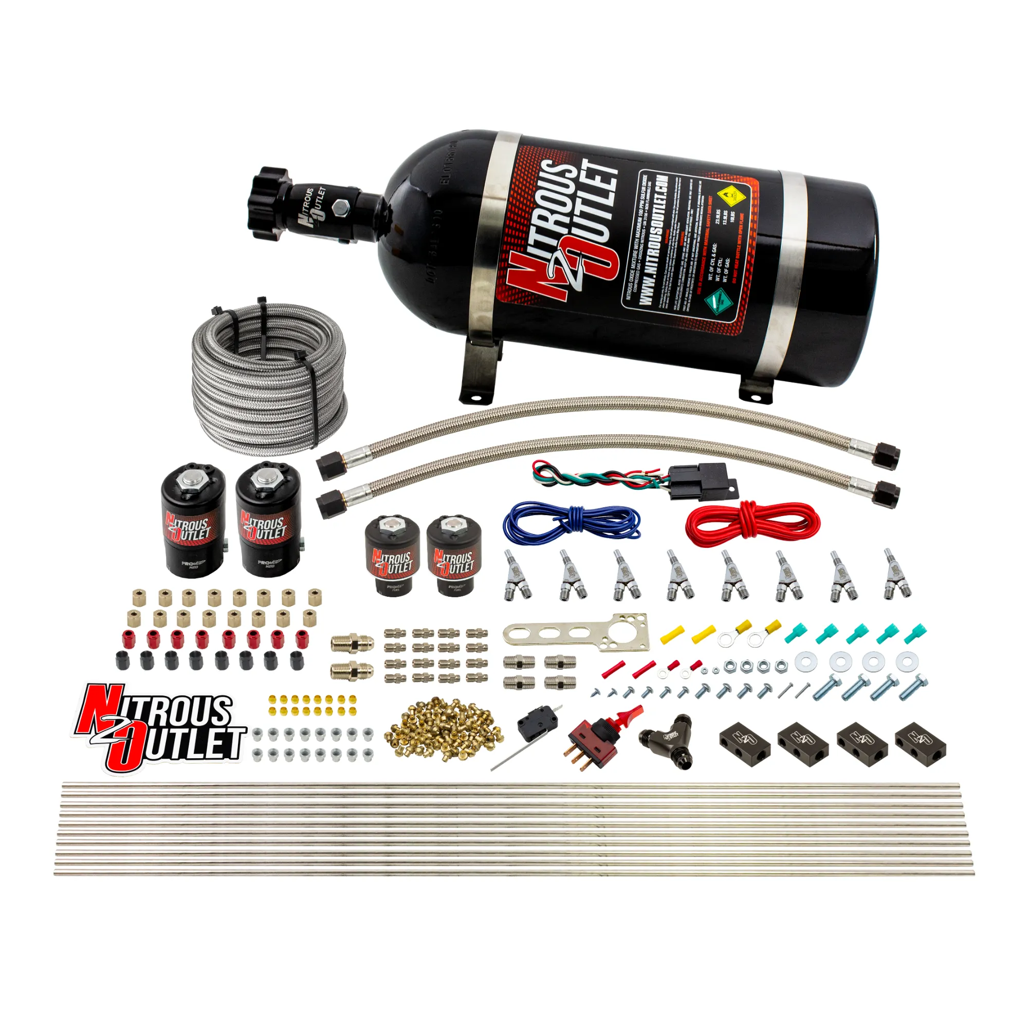 Nitrous Outlet 8 Cylinder Direct Port System - Two .112 Nitrous Solenoids/Two .177 Fuel Solenoids/Compact Distribution Blo...