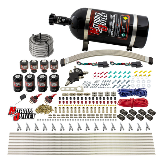 Nitrous Outlet 8 Cylinder Dual Stage Direct Port System - Four .112 Nitrous Solenoids/Four .177 Fuel Solenoids/Compact Dis...