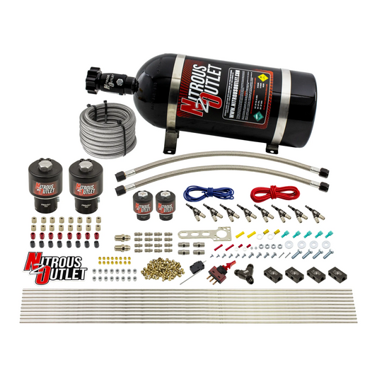 Nitrous Outlet 8 Cylinder Direct Port System - Two .178 Trashcan Nitrous Solenoids/Two .177 Fuel Solenoids/Compact Distrib...