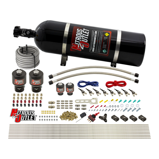 Nitrous Outlet 8 Cylinder Direct Port System - Two .178 Trashcan Nitrous Solenoids/Two .177 Fuel Solenoids/Compact Distrib...