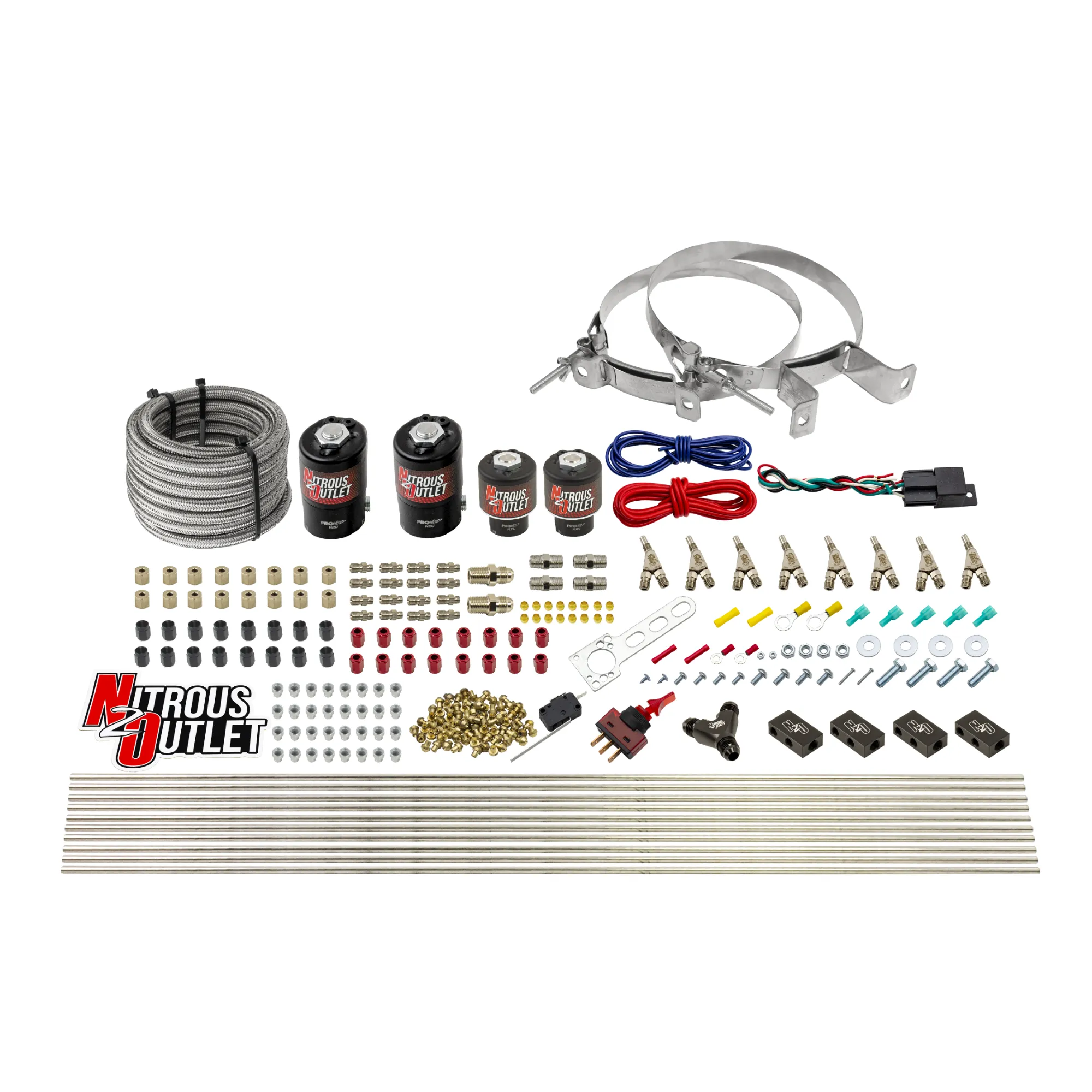 Nitrous Outlet 8 Cylinder Direct Port System - Two .122 Nitrous Solenoids/Two .177 Fuel Solenoids/Compact Distribution Blo...