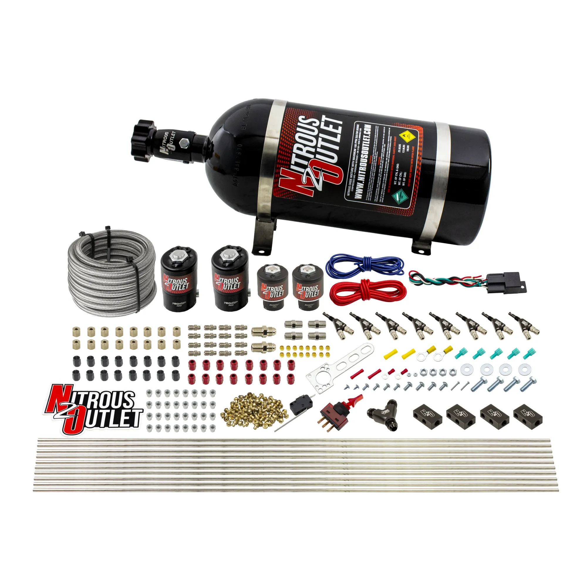Nitrous Outlet 8 Cylinder Direct Port System - Two .122 Nitrous Solenoids/Two .177 Fuel Solenoids/Compact Distribution Blo...