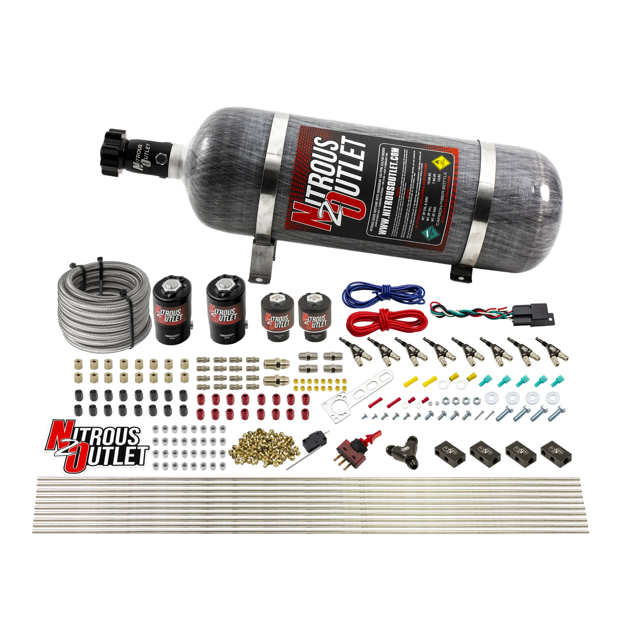 Nitrous Outlet 8 Cylinder Direct Port System - Two .122 Nitrous Solenoids/Two .177 Fuel Solenoids/Compact Distribution Blo...