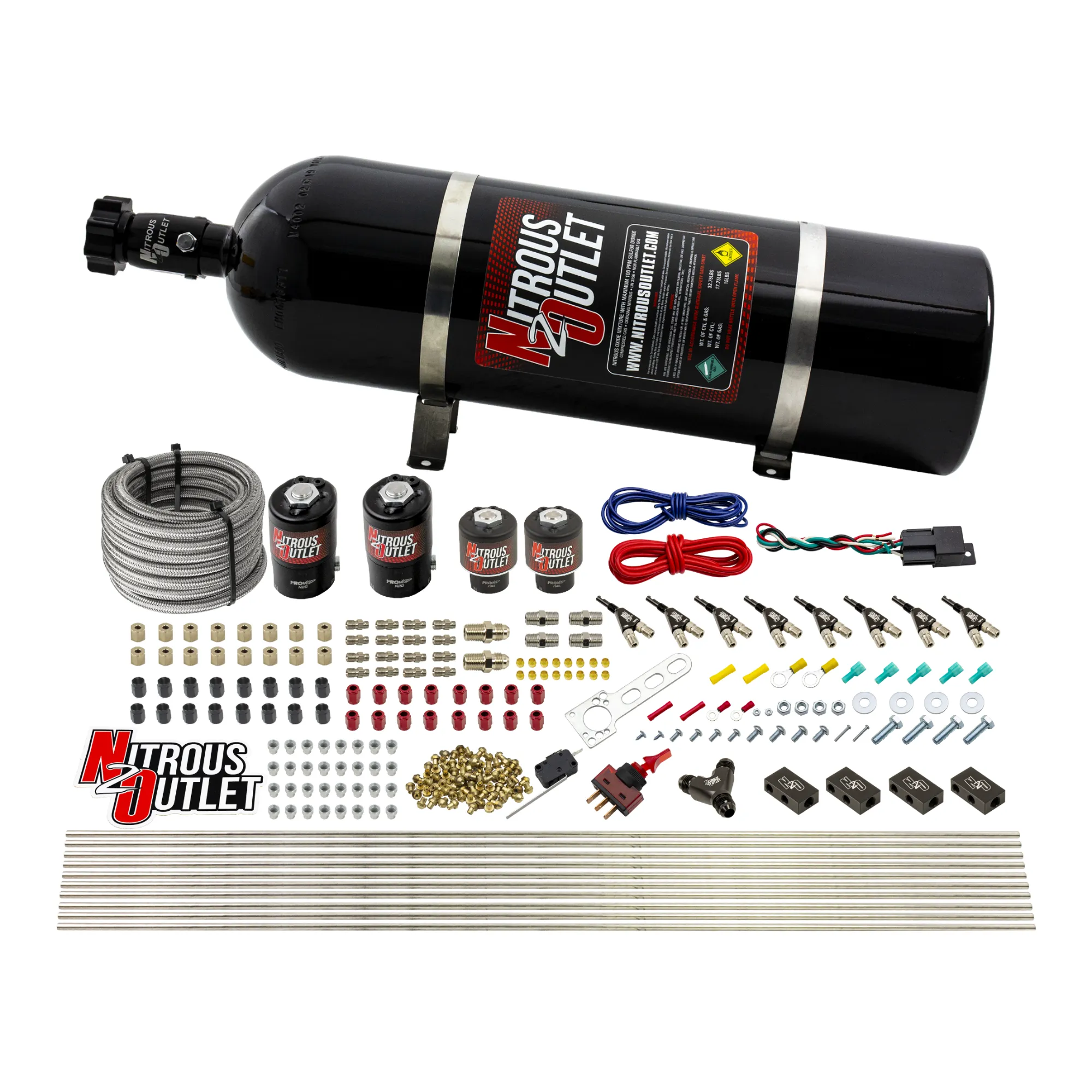 Nitrous Outlet 8 Cylinder Direct Port System - Two .122 Nitrous Solenoids/Two .177 Fuel Solenoids/Compact Distribution Blo...