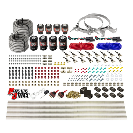 Nitrous Outlet 8 Cylinder Dual Stage Direct Port System - Four .122 Nitrous Solenoids/Four .177 Fuel Solenoids/Compact Dis...