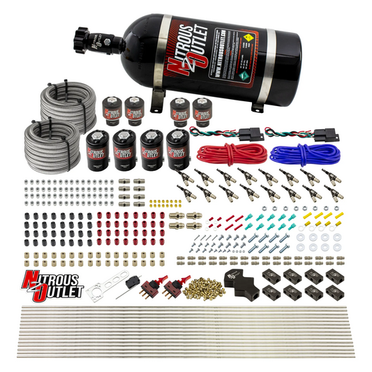 Nitrous Outlet 8 Cylinder Dual Stage Direct Port System - Four .122 Nitrous Solenoids/Four .177 Fuel Solenoids/Compact Dis...