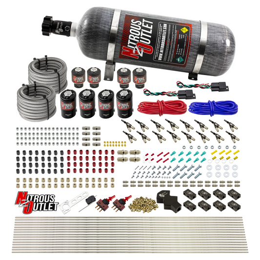 Nitrous Outlet 8 Cylinder Dual Stage Direct Port System - Four .122 Nitrous Solenoids/Four .177 Fuel Solenoids/Compact Dis...