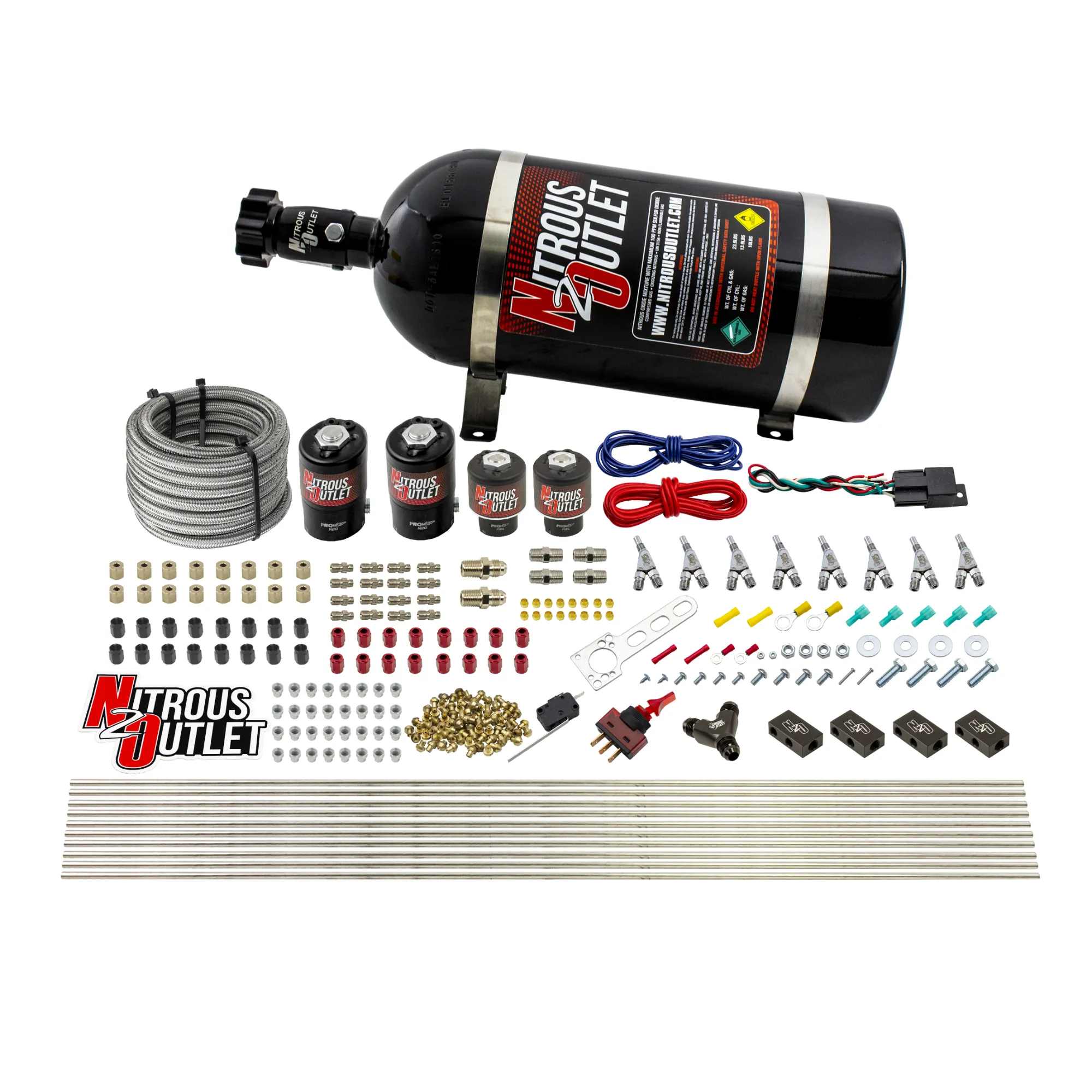 Nitrous Outlet 8 Cylinder Direct Port System - Two .122 Nitrous Solenoids/Two .177 Fuel Solenoids/Compact Distribution Blo...