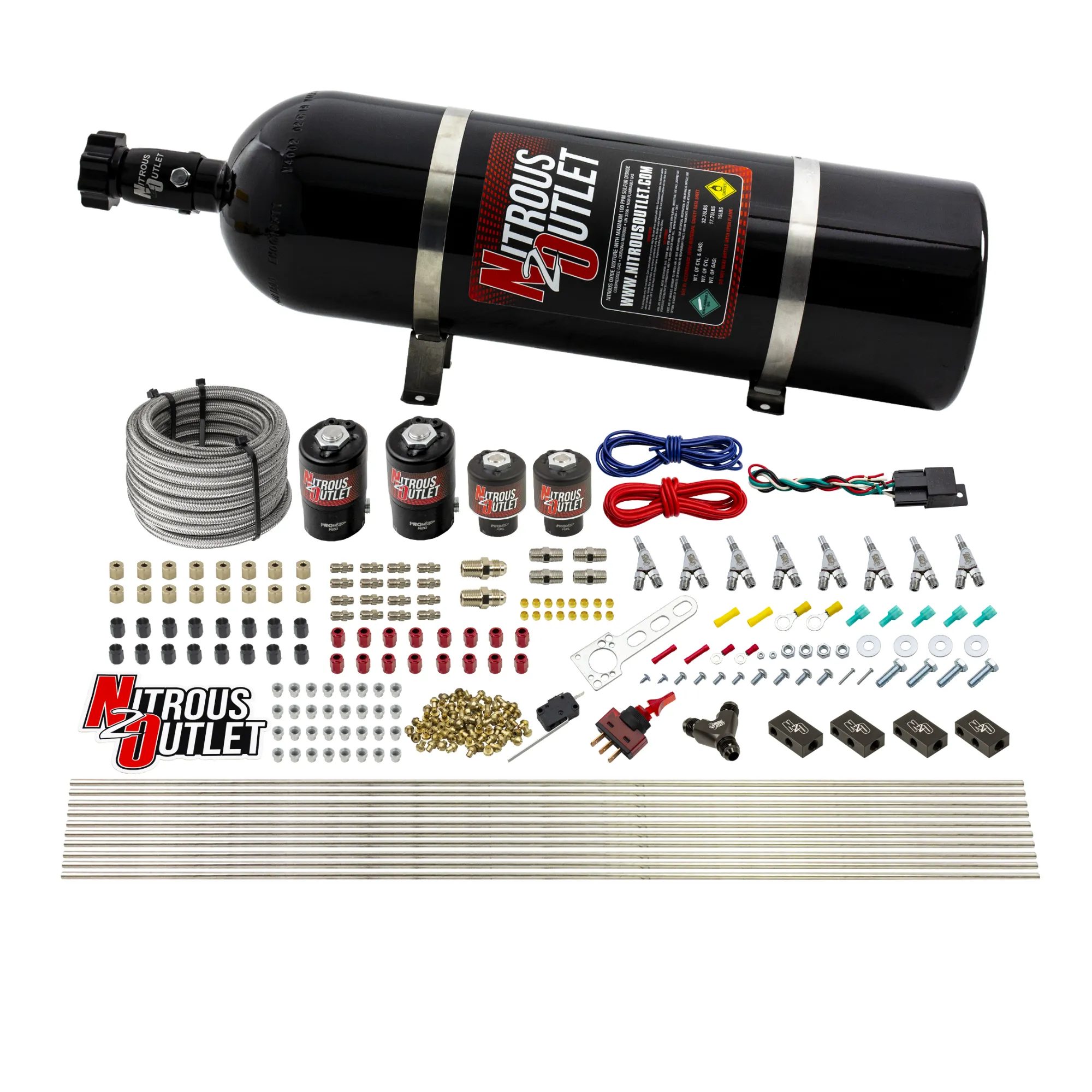 Nitrous Outlet 8 Cylinder Direct Port System - Two .122 Nitrous Solenoids/Two .177 Fuel Solenoids/Compact Distribution Blo...