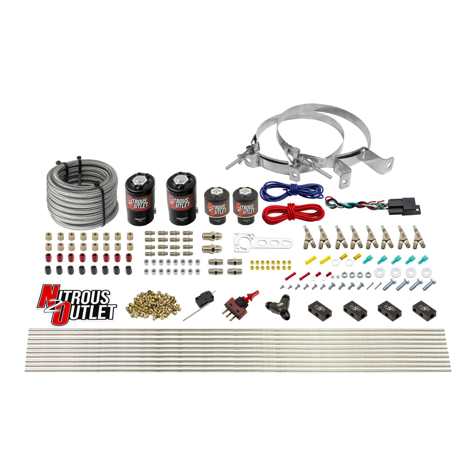 Nitrous Outlet 8 Cylinder Dual Stage Direct Port System - Four .122 Nitrous Solenoids/Four .177 Fuel Solenoids/Compact Dis...