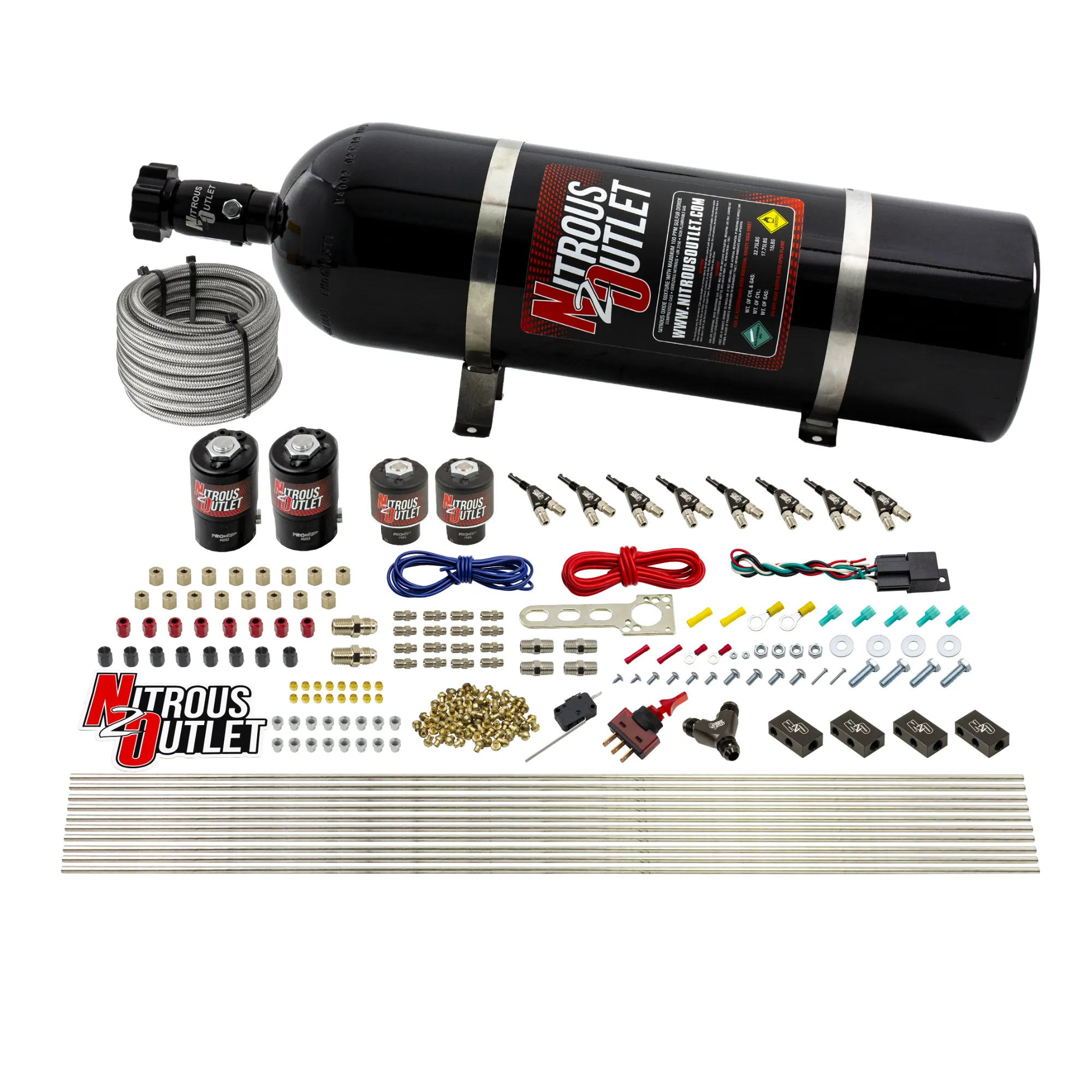 Nitrous Outlet 8 Cylinder Direct Port System - Two .112 Nitrous Solenoids/Two .177 Fuel Solenoids/Compact Distribution Blo...
