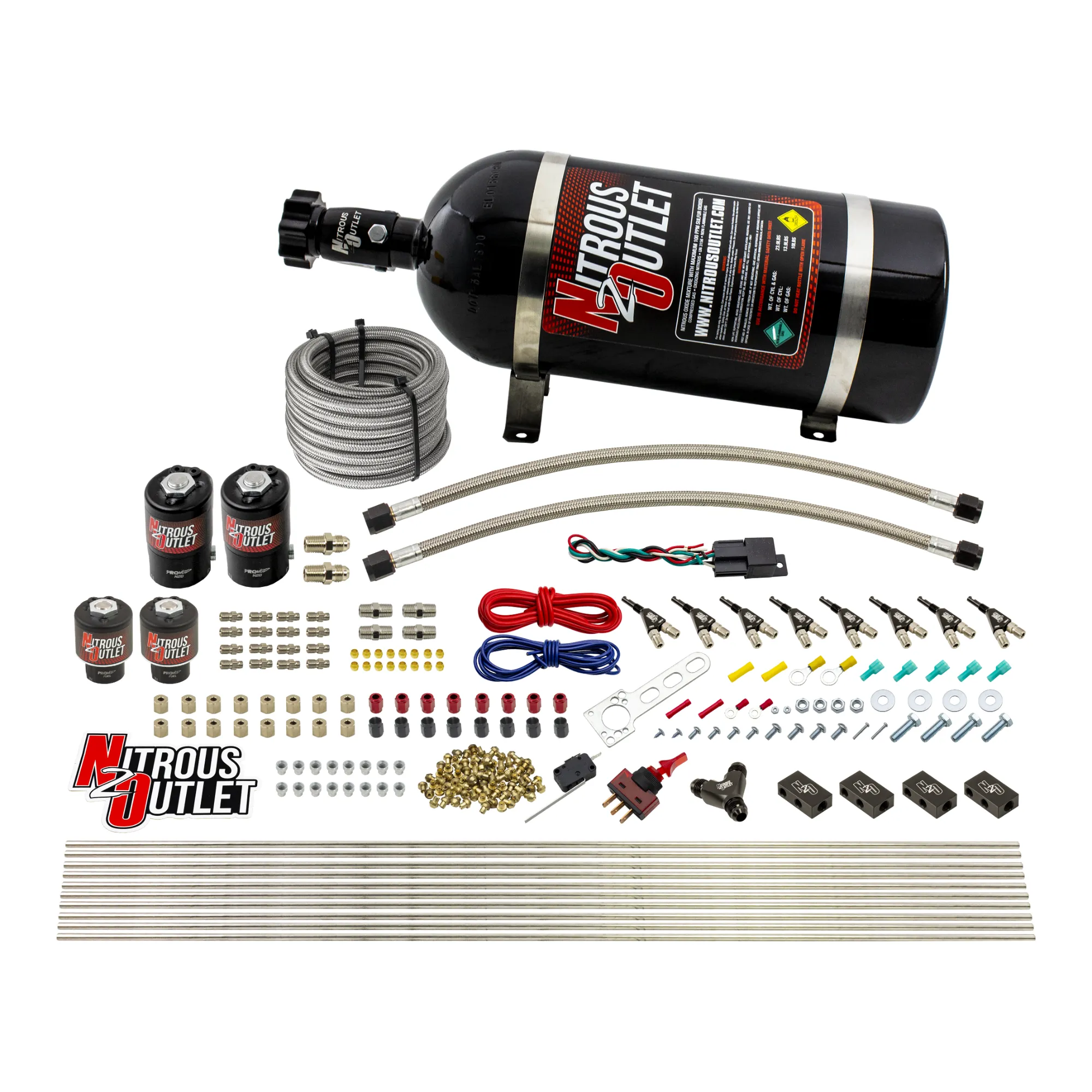 Nitrous Outlet 8 Cylinder Direct Port System - Two .122 Nitrous Solenoids/Two .177 Fuel Solenoids/Compact Distribution Blo...