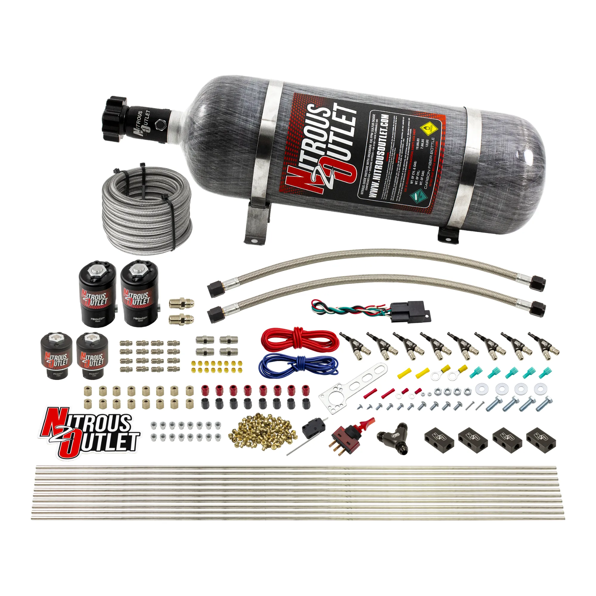 Nitrous Outlet 8 Cylinder Direct Port System - Two .122 Nitrous Solenoids/Two .177 Fuel Solenoids/Compact Distribution Blo...