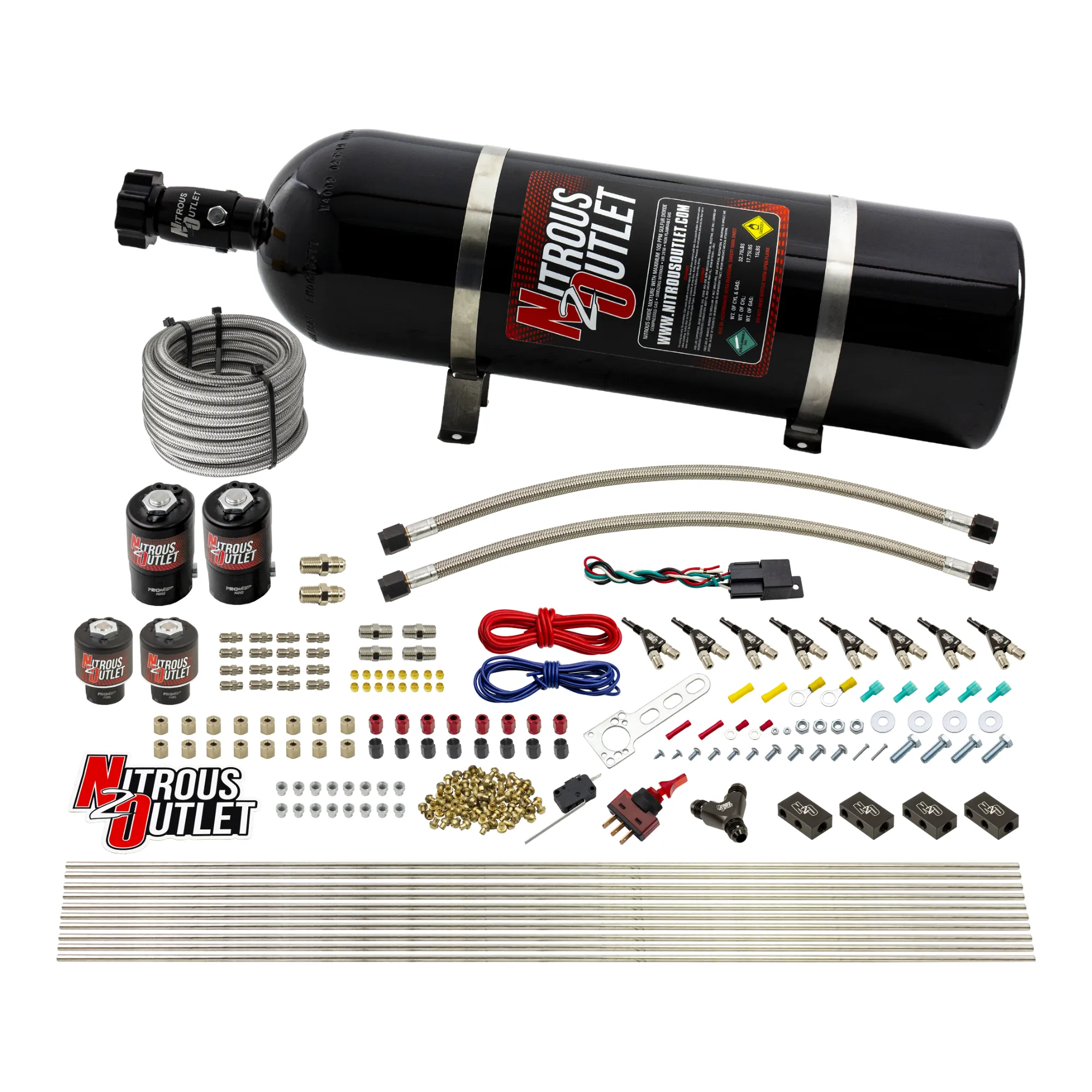 Nitrous Outlet 8 Cylinder Direct Port System - Two .112 Nitrous Solenoids/Two .177 Fuel Solenoids/Compact Distribution Blo...