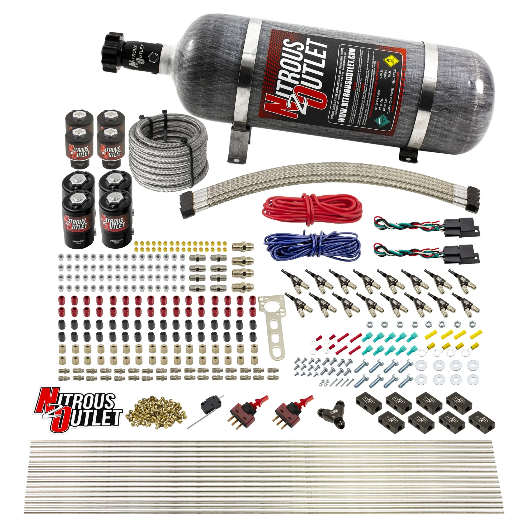 Nitrous Outlet 8 Cylinder Dual Stage Direct Port System - Four .112 Nitrous Solenoids/Four .177 Fuel Solenoids/Compact Dis...