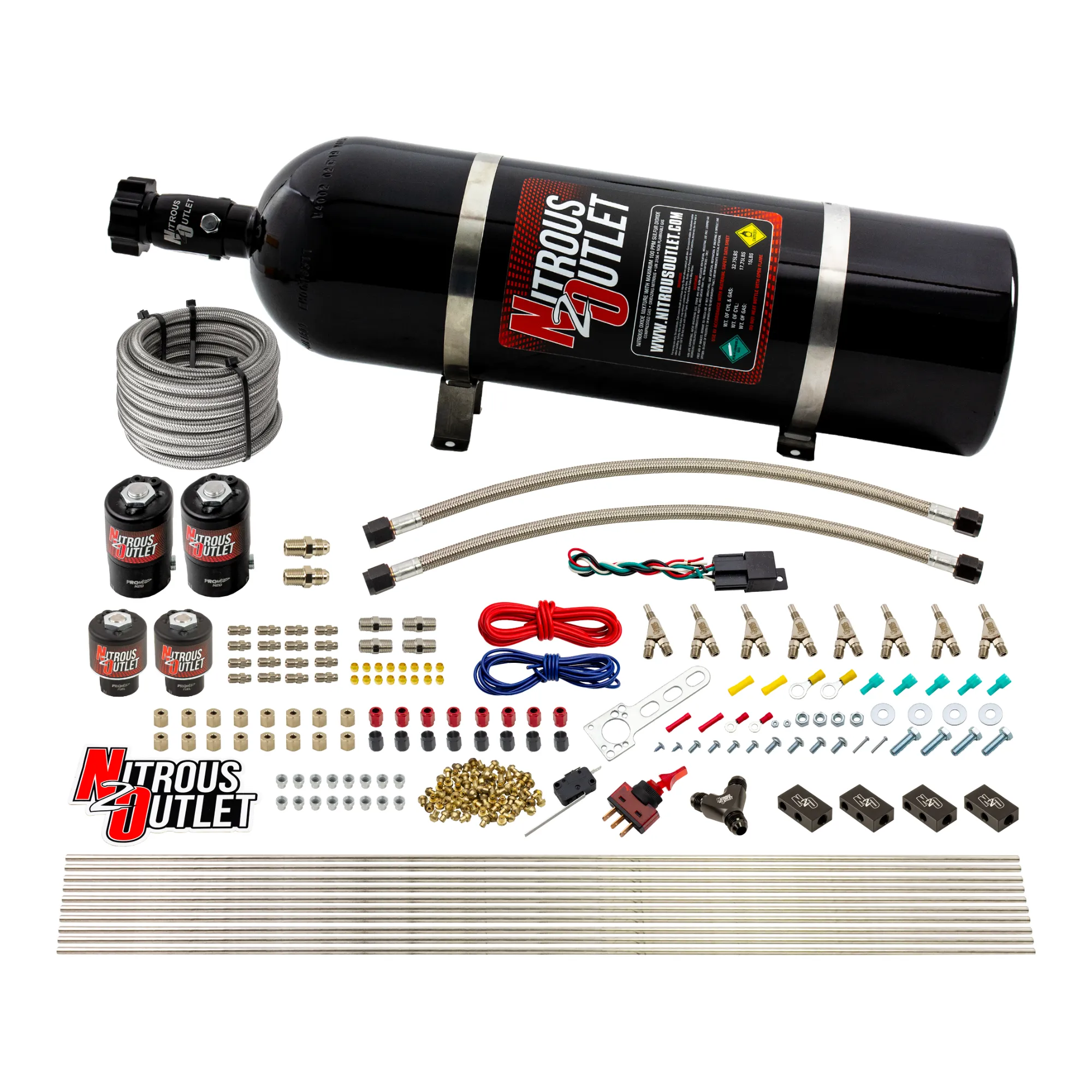 Nitrous Outlet 8 Cylinder Direct Port System - Two .112 Nitrous Solenoids/Two .177 Fuel Solenoids/Compact Distribution Blo...