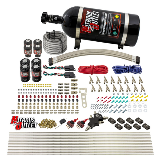 Nitrous Outlet 8 Cylinder Dual Stage Direct Port System - Four .112 Nitrous Solenoids/Four .177 Fuel Solenoids/Compact Dis...