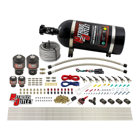 Nitrous Outlet 8 Cylinder Direct Port System - Two .178 Trashcan Nitrous Solenoids/Two .177 Fuel Solenoids/Compact Distrib...
