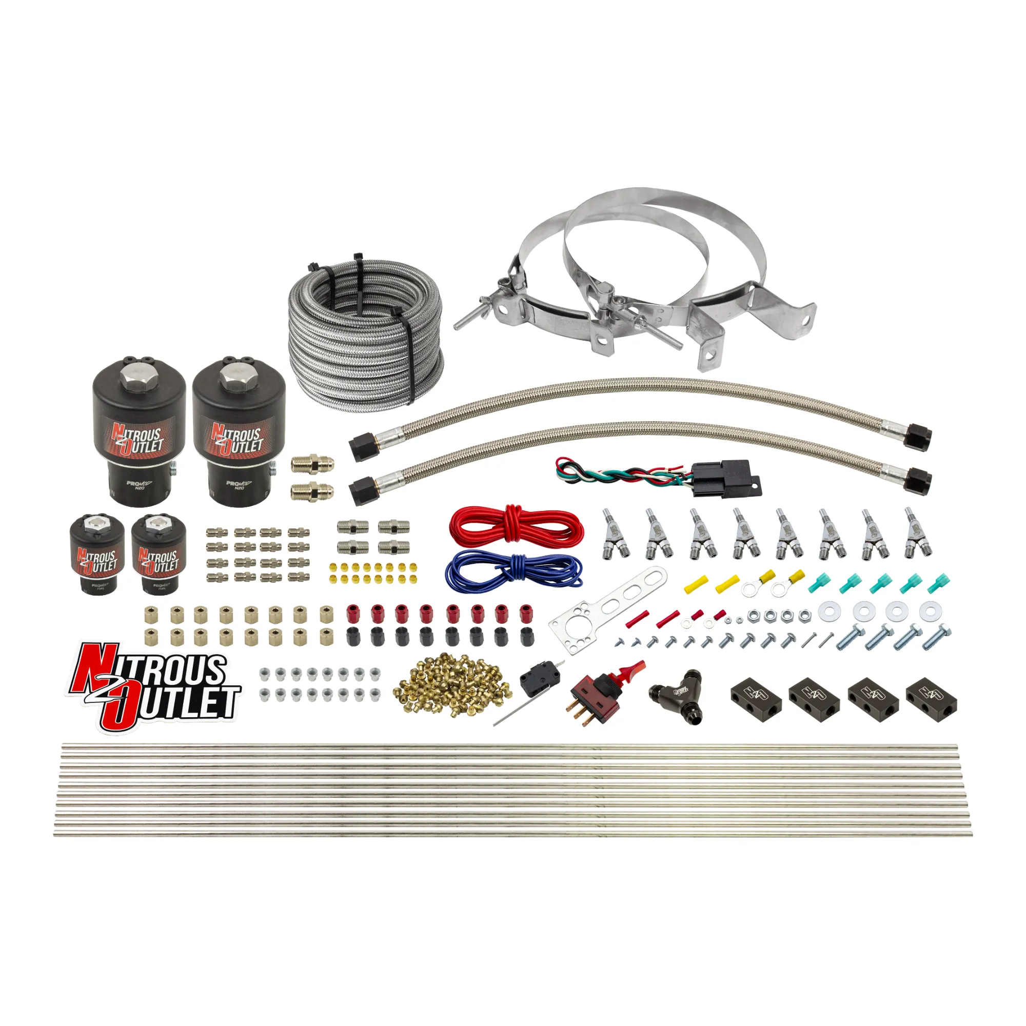 Nitrous Outlet 8 Cylinder Direct Port System - Two .178 Trashcan Nitrous Solenoids/Two .177 Fuel Solenoids/Compact Distrib...